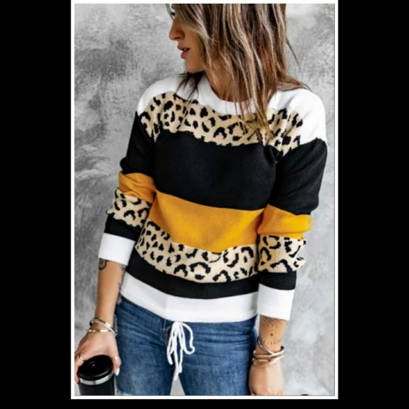 🎉HP🎉🧡Orange Leopard Sweater🧡 - Picture 2 of 7